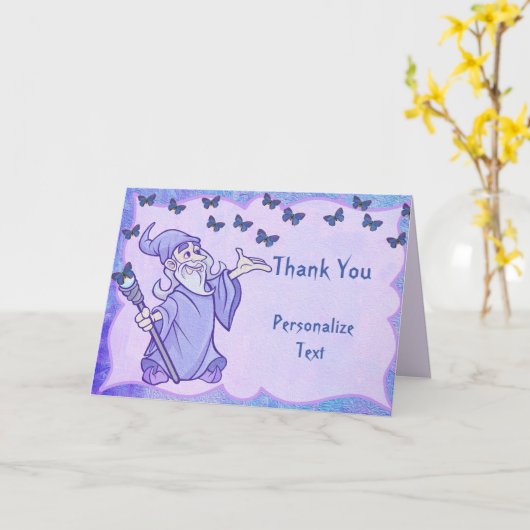魔法のウィザードと蝶お客様のパーソナライズに感謝 カード (黄色い花)