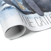 魔法のウィザード猫の水の色のクリスマス ラッピングペーパー (ロールコーナー)