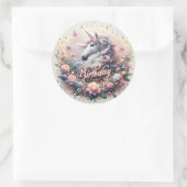 魔法のウィムシー：ユニコーン誕生日バッシュのステッカー ラウンドシール (バッグ)