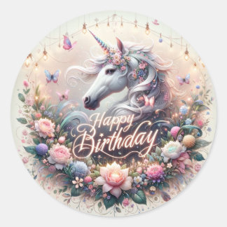 魔法のウィムシー：ユニコーン誕生日バッシュのステッカー ラウンドシール
