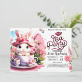 魔法のウサギのティータイムベビーシャワー 招待状 (スタンド正面)