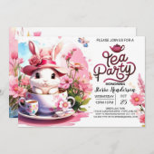 魔法のウサギのティータイムベビーシャワー 招待状 (正面/裏面)