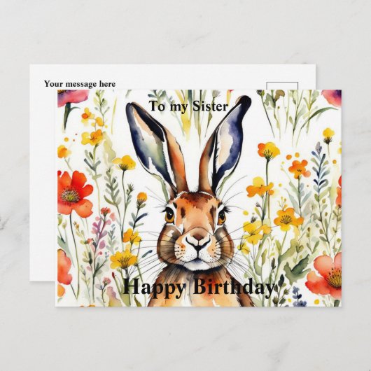 魔法のウサギ誕生日はがき(編集可能) ポストカード (正面/裏面)