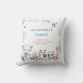 魔法のウッドランド動物誕生統計ボーイベビー クッション (正面)