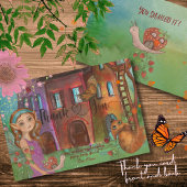 魔法のウッドランド妖精1st誕生日ありがとうご注意 サンキューカード