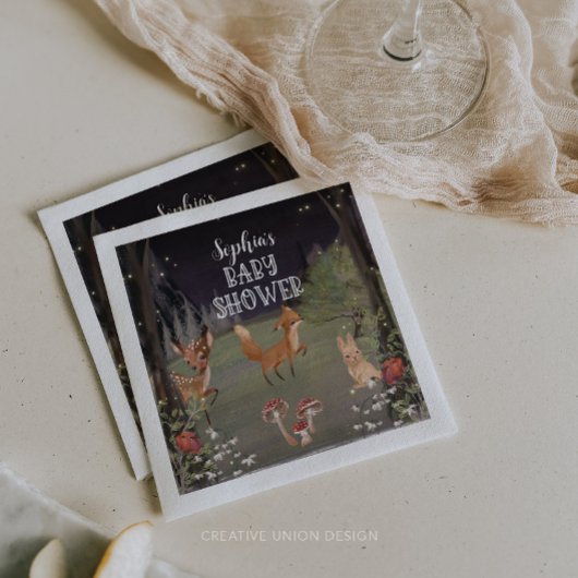 魔法のウッドランド赤ちゃんシャワーデコーナプキン スタンダードカクテルナプキン