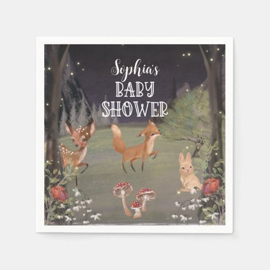 魔法のウッドランド赤ちゃんシャワーデコーナプキン スタンダードカクテルナプキン (正面)