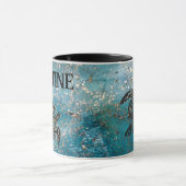 魔法のウミガメきらびやかな青パーソナライズされた マグカップ (中央)