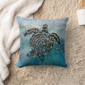 魔法のウミガメきらびやかな青 クッション (ブランケット)