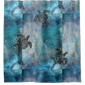 魔法のウミガメきらびやかな青 シャワーカーテン (正面)