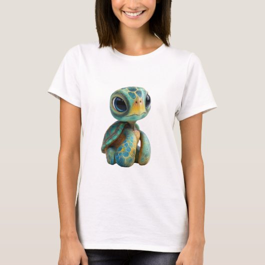 魔法のウミガメの肖像画の女性 Tシャツ (正面)