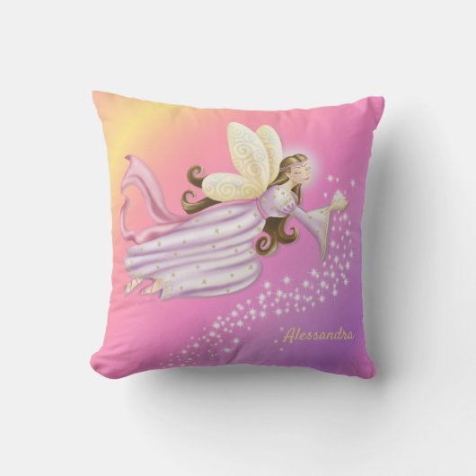 魔法のエンジェルフェアリーダストイエローピンクラベンダー クッション (正面)