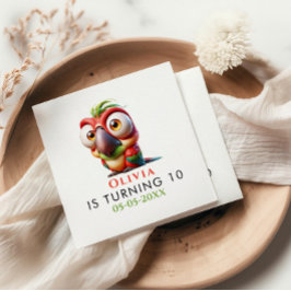 魔法のオウムのニンジンの1st誕生日 スタンダードカクテルナプキン