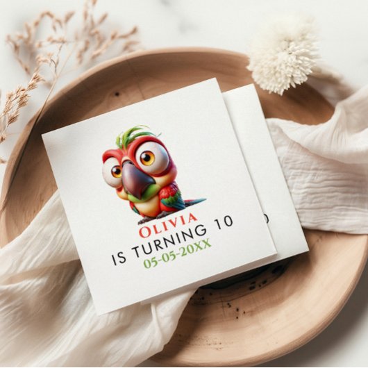 魔法のオウムのニンジンの1st誕生日 スタンダードカクテルナプキン