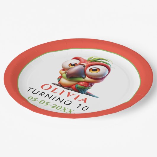 魔法のオウムのニンジンの1st誕生日 ペーパープレート (アングル)
