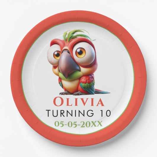 魔法のオウムのニンジンの1st誕生日 ペーパープレート (正面)