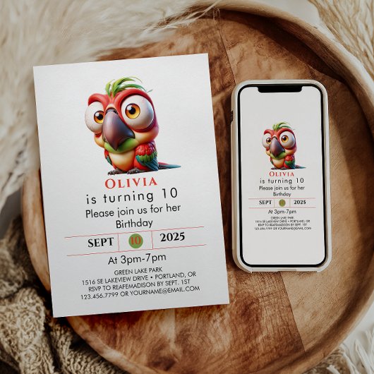 魔法のオウムのニンジンの1st誕生日 招待状