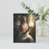 魔法のオルブ白熱［赤熱］光を放つファンタジーアートの妖精 ポストカード (スタンド正面)