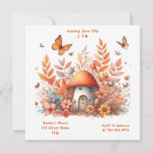 魔法のオレンジの妖精の庭 – 誕生日 招待状 (裏面)