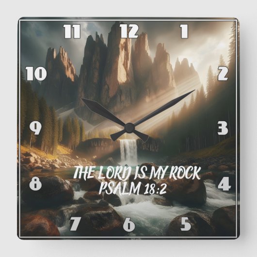 魔法のカスケード主は私の岩である スクエア壁時計 (正面)