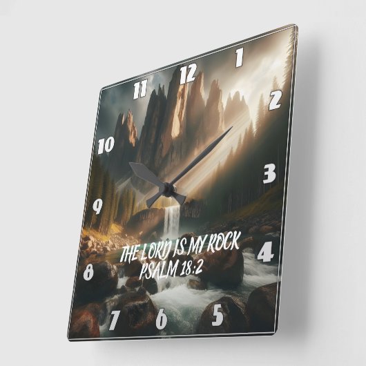 魔法のカスケード主は私の岩である スクエア壁時計 (傾斜)