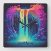 魔法のカスケード、魅惑的な静寂 スクエア壁時計 (正面)