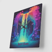 魔法のカスケード、魅惑的な静寂 スクエア壁時計 (傾斜)