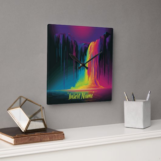 魔法のカスケード、魅惑的な静寂 スクエア壁時計 (オフィス)