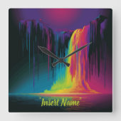 魔法のカスケード、魅惑的な静寂 スクエア壁時計 (正面)