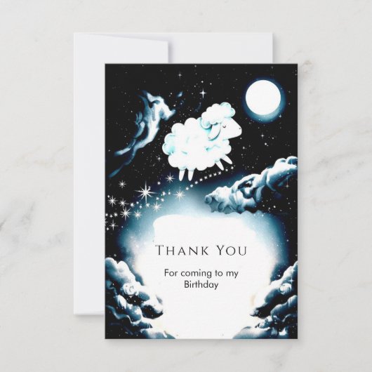 魔法のカスタム羊の誕生日 サンキューカード (正面)