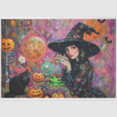 魔法のカボチャと魔女のハロウィンデコパージュ 薄葉紙 (正面)