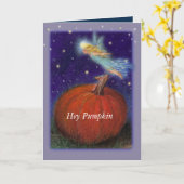 魔法のカボチャ妖精の満月 カード (黄色い花)