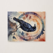 魔法のカラス・サンセット・ファンタジー・オータム・フォレスト ジグソーパズル (横)