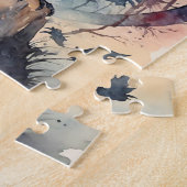 魔法のカラス・サンセット・ファンタジー・オータム・フォレスト ジグソーパズル (側面)