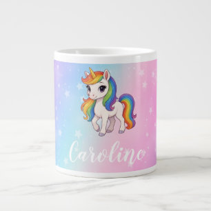 魔法のカラフルなユニコーン ジャンボコーヒーマグカップ