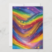 魔法のカラフルな虹のユニコーン6歳の誕生日 招待状 (裏面)