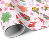 魔法のカラフルキッチュ水色Ditsyクリスマス ラッピングペーパー (ロールコーナー)