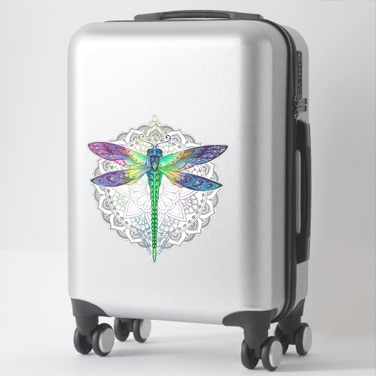 魔法のカラフルトンボ曼荼羅 シール (スーツケース)