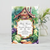 魔法のカラフルファーマーズマーケットベビーシャワー 招待状 (スタンド正面)