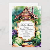 魔法のカラフルファーマーズマーケットベビーシャワー 招待状 (正面/裏面)