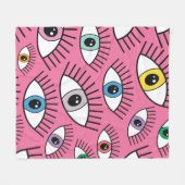 魔法のカラフル目。神秘的な背景 フリースブランケット (正面(横))