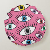 魔法のカラフル目。神秘的な背景 ラウンドクッション (裏面)