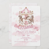 🎠✨ 魔法のカルーセル 馬の誕生日招待状 招待状 (正面/裏面)