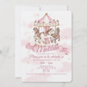 🎠✨ 魔法のカルーセル 馬の誕生日招待状 招待状 (正面)