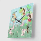 魔法のガーデンキッズクロック スクエア壁時計 (傾斜)