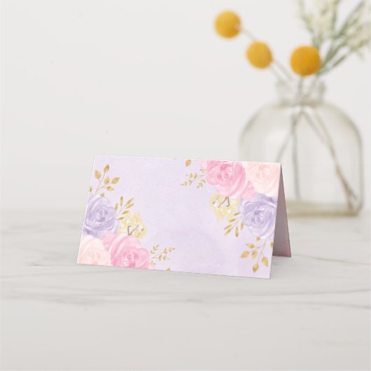 魔法のガーリーガーデンフェアリー誕生日ベビーシャワー プレイスカード (裏面)