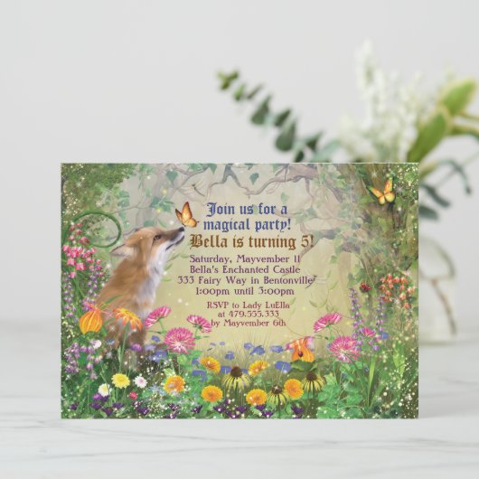 魔法のキツネの森林パーティの招待状 招待状 (スタンド正面)