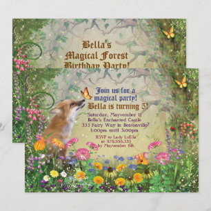 魔法のキツネの森林パーティの招待状 招待状