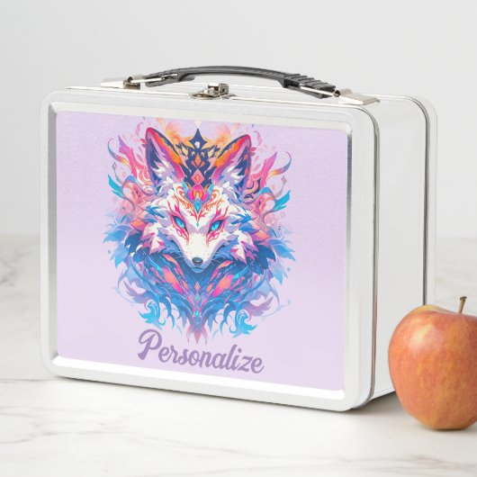 魔法のキツネカラフルパーソナライズされた可愛い子供 メタルランチボックス (インサイチュ)