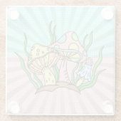 魔法のキノコかわいいパステル ガラスコースター (裏面)